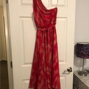 Halston Heritage Vibrant Red One-Shoulder Dress